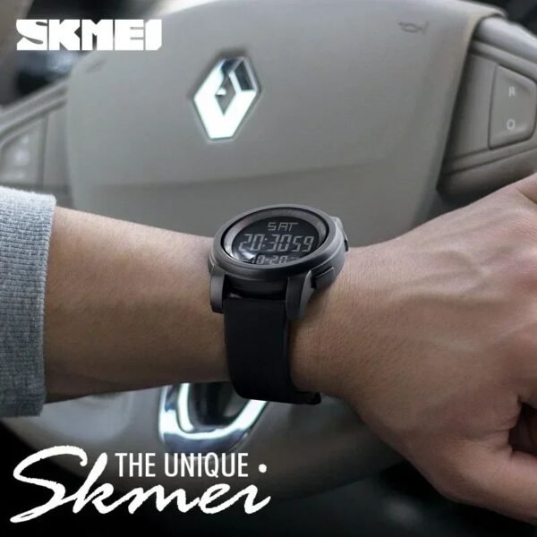 SKMEI reloj hombre Sport Watch Men Alarm Clock 5Bar Waterproof Watches Multifunction Digital Watch, Black, 1257 Army Green - Image 4